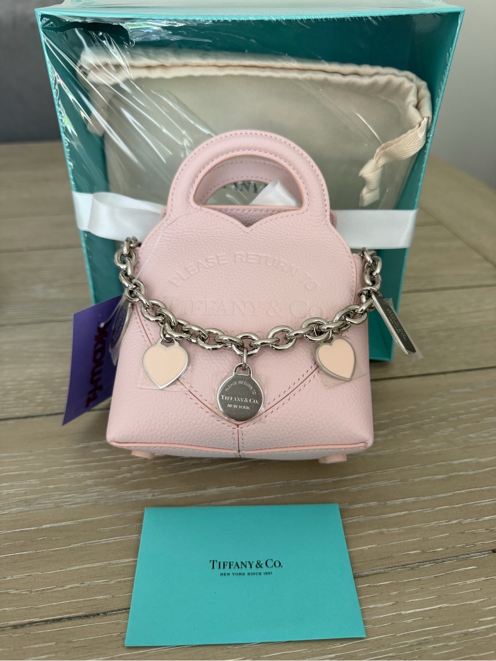 Tiffany & Co. Pink Leather Mini crossbody bag in light pastel pink